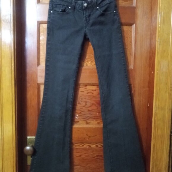 Buffalo David Bitton Black Flare Bell Bottom Jeans Low Rise 26x34 - Picture 6 of 6